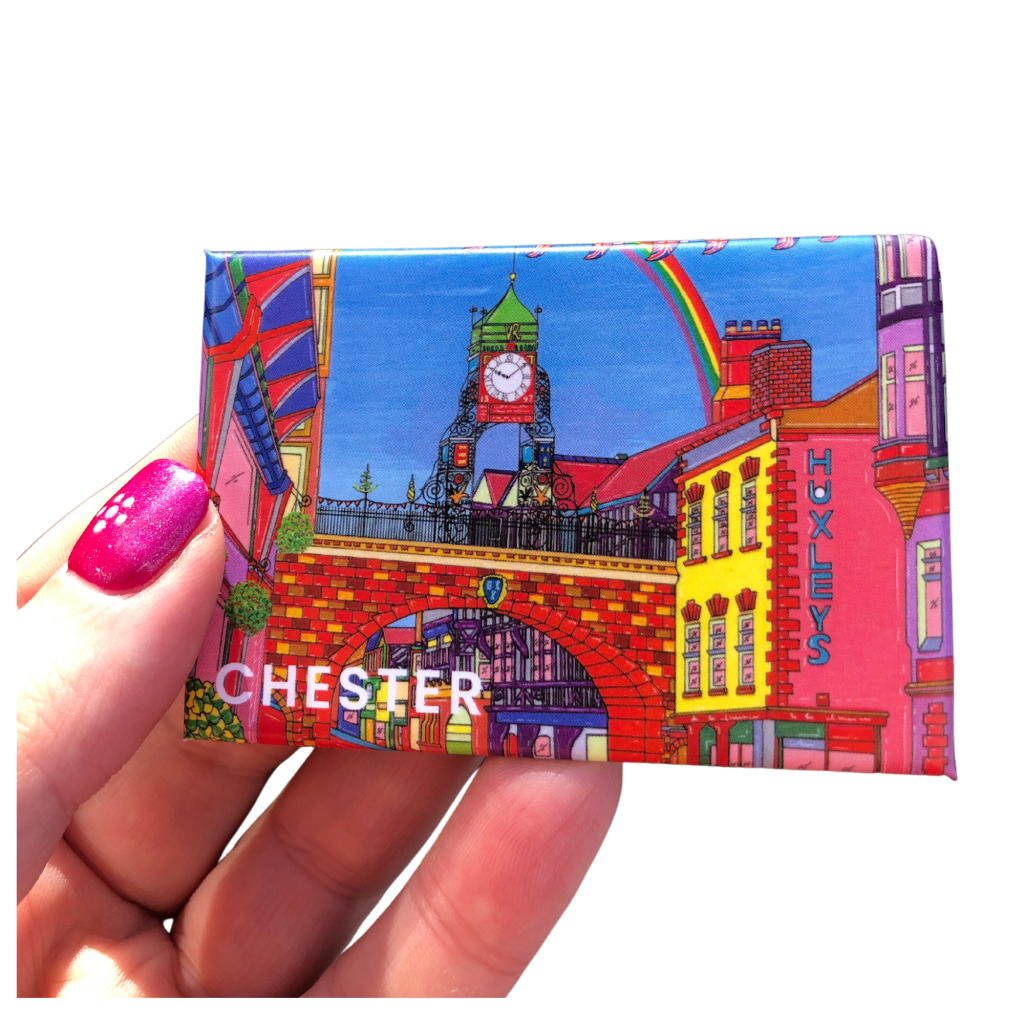 Fridge magnet with Chester's Eastgate Clock on it